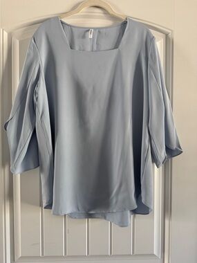 Women's Light Blue Square Neck Blouse